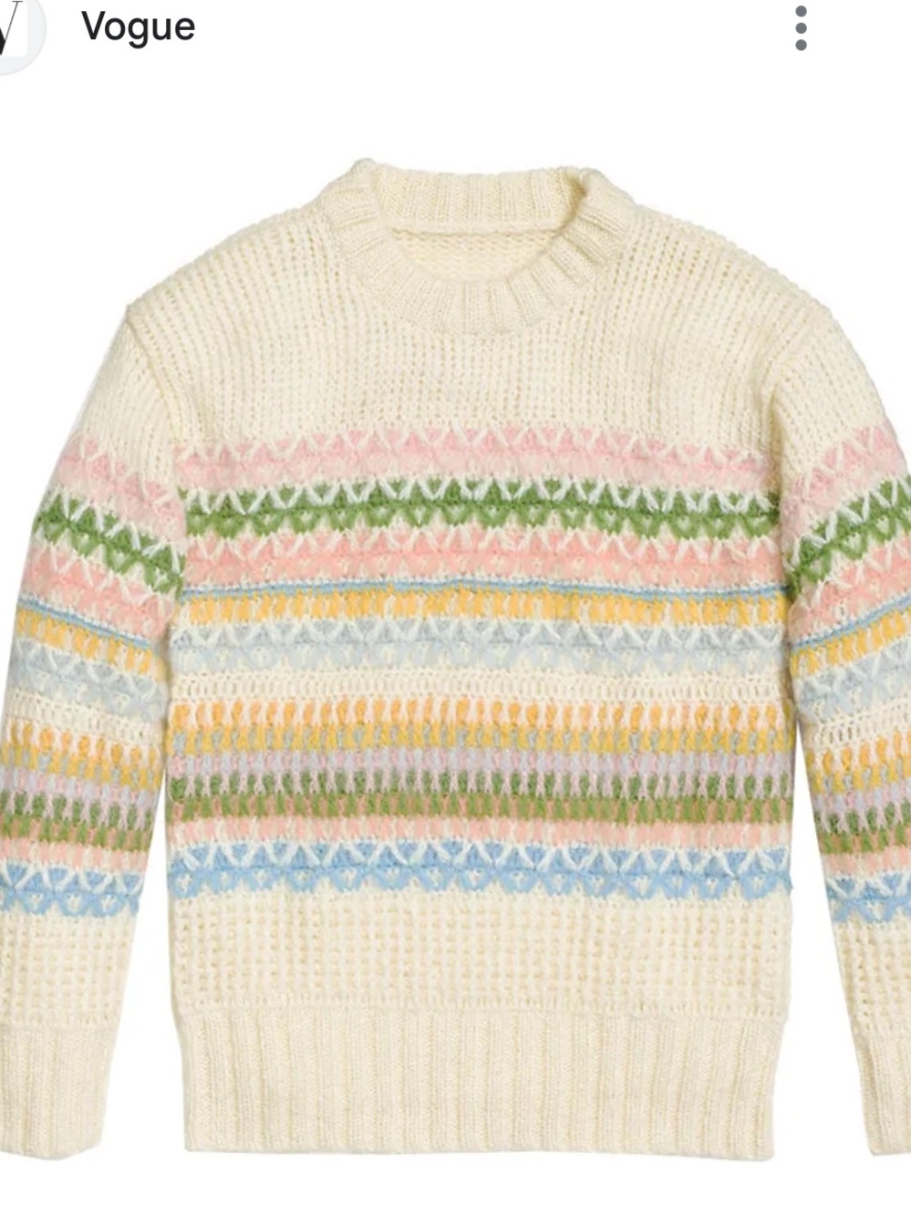 Coach Cream Sweater with Multicolor Fair Isle Stripes